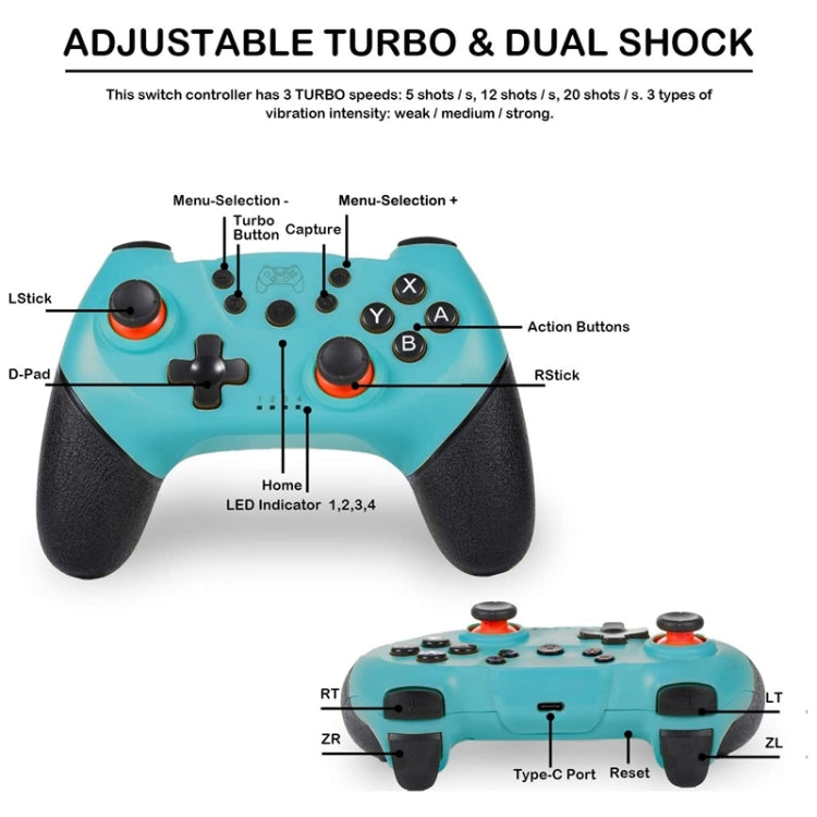 Controlador de juego Bluetooth Joypad Gamepad de 6 ejes para Switch Pro