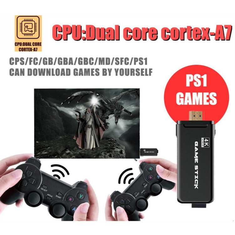 PS3000 32GB 4K Retro Game Stick con 2 gamepads inalámbricos Más de 3000 juegos preinstalados, 32GB