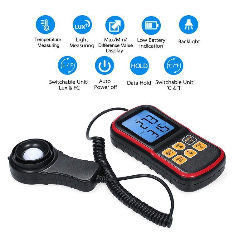 BENETECH GM1030 Iluminómetro digital dividido portátil Medidor de LUX, GM1030