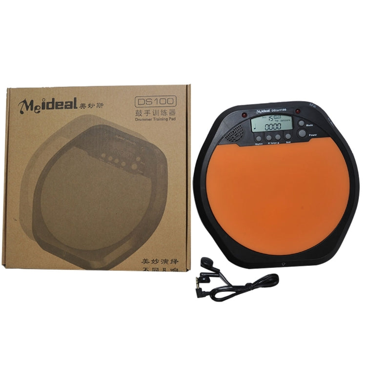 Metrónomo electrónico de ejercicio de tambor de entrenamiento de tablero de combate tonto DS100 (negro + naranja), Electronic Drum DS100