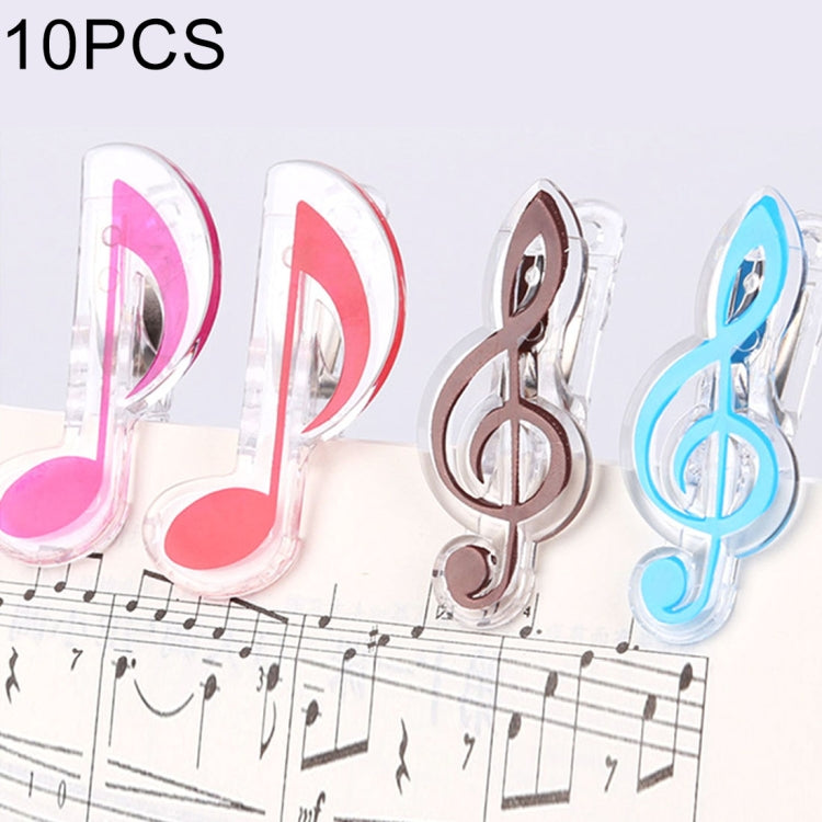 10 PCS PP Material Acero inoxidable Resorte Música Nota Forma Clip de libro Portapáginas de lujo, Entrega de color aleatorio, Random Color Delivery