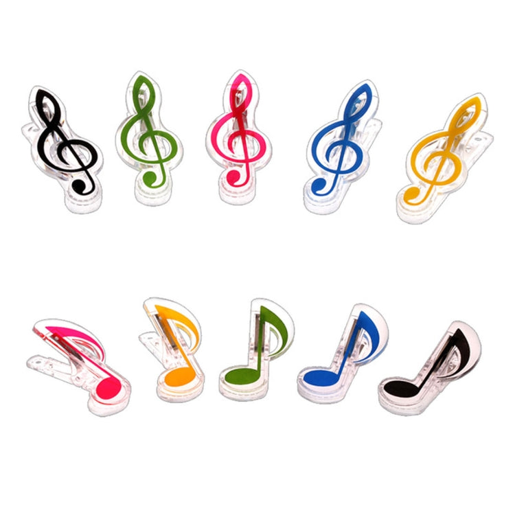 10 PCS PP Material Acero inoxidable Resorte Música Nota Forma Clip de libro Portapáginas de lujo, Entrega de color aleatorio, Random Color Delivery