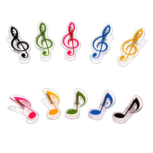 10 PCS PP Material Acero inoxidable Resorte Música Nota Forma Clip de libro Portapáginas de lujo, Entrega de color aleatorio, Random Color Delivery