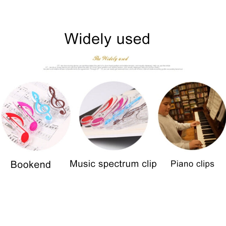 10 PCS PP Material Acero inoxidable Resorte Música Nota Forma Clip de libro Portapáginas de lujo, Entrega de color aleatorio, Random Color Delivery