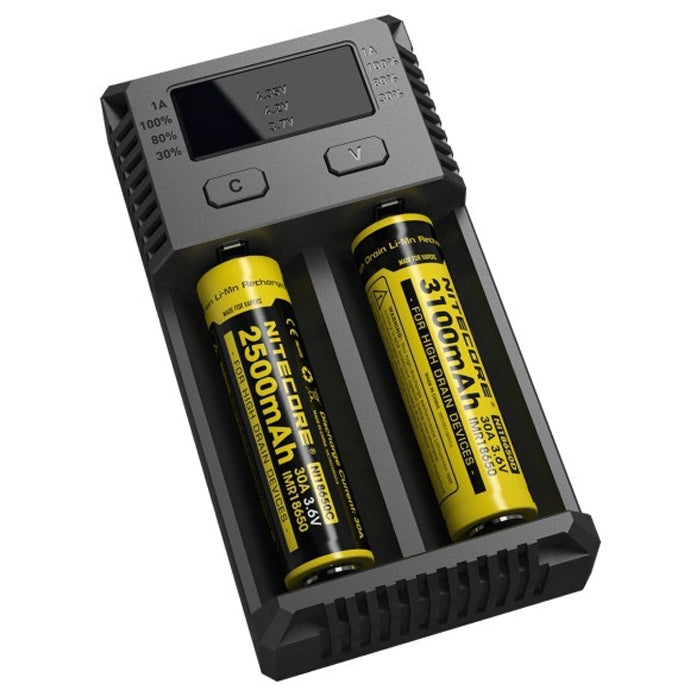 Nitecore NUEVO i2 Cargador inteligente Digi inteligente con indicador LED para baterías 14500, 16340 (RCR123), 18650, 22650, 26650, Ni-MH y Ni-Cd (AA, AAA), NEW i2