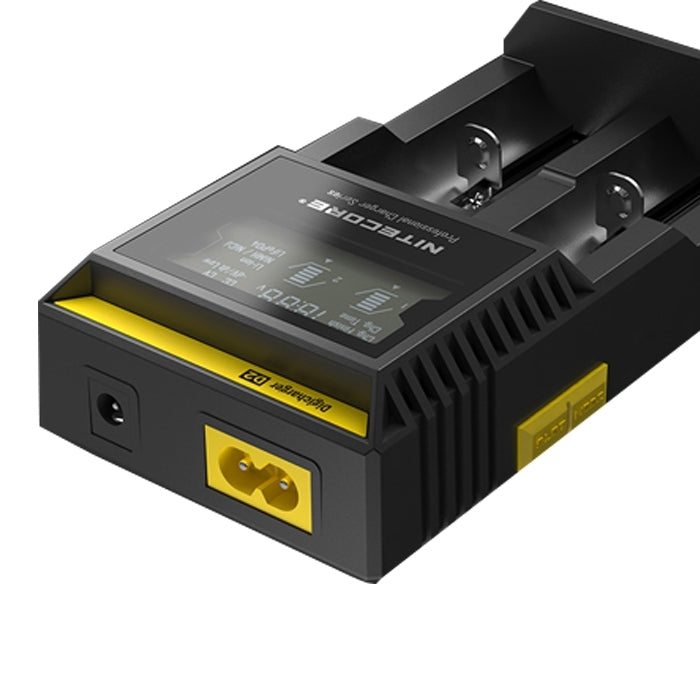 Nitecore D2 Cargador inteligente Digi Smart con indicador LED para baterías 14500, 16340 (RCR123), 18650, 22650, 26650, Ni-MH y Ni-Cd (AA, AAA), D2