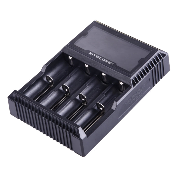 Nitecore D4 Cargador inteligente Digi Smart con pantalla LCD para baterías 14500, 16340 (RCR123), 18650, 22650, 26650, Ni-MH y Ni-Cd (AA, AAA), D4