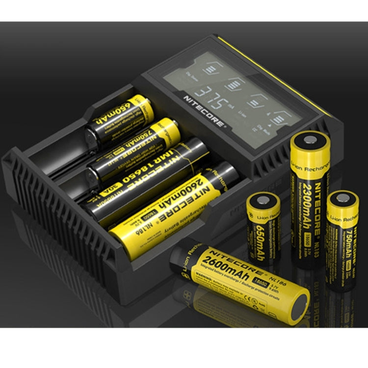 Nitecore D4 Cargador inteligente Digi Smart con pantalla LCD para baterías 14500, 16340 (RCR123), 18650, 22650, 26650, Ni-MH y Ni-Cd (AA, AAA), D4