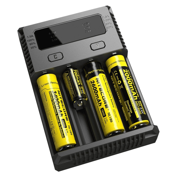 Nitecore NUEVO cargador inteligente Digi Smart i4 con indicador LED para baterías 14500, 16340 (RCR123), 18650, 22650, 26650, Ni-MH y Ni-Cd (AA, AAA), NEW i4
