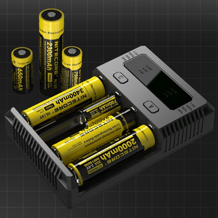 Nitecore NUEVO cargador inteligente Digi Smart i4 con indicador LED para baterías 14500, 16340 (RCR123), 18650, 22650, 26650, Ni-MH y Ni-Cd (AA, AAA), NEW i4
