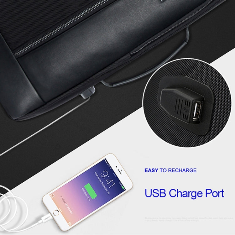 Bopai 751-006641 Mochila para computadora portátil transpirable de moda empresarial de gran capacidad con interfaz USB externa, tamaño: 30 x 15 x 44 cm, 751-006641
