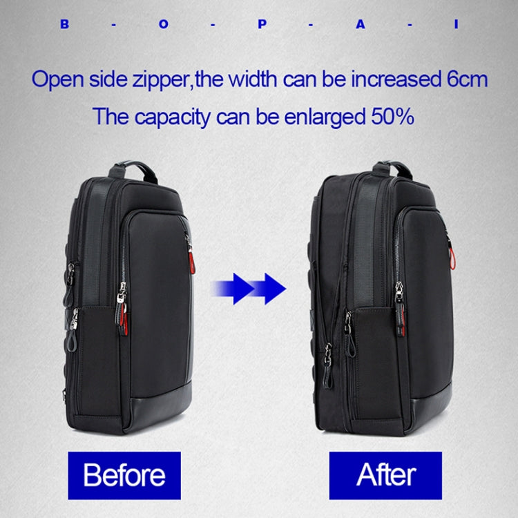 Bopai 751-006641 Mochila para computadora portátil transpirable de moda empresarial de gran capacidad con interfaz USB externa, tamaño: 30 x 15 x 44 cm, 751-006641