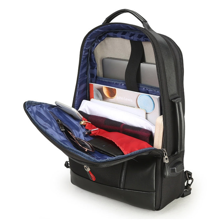 Bopai 751-006641 Mochila para computadora portátil transpirable de moda empresarial de gran capacidad con interfaz USB externa, tamaño: 30 x 15 x 44 cm, 751-006641