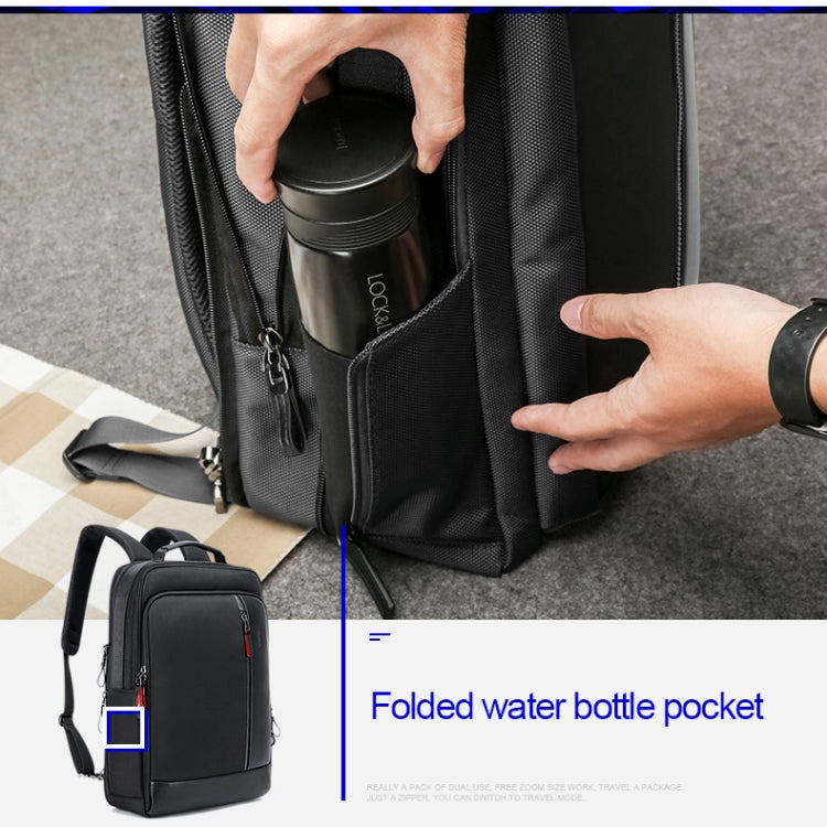 Bopai 751-006641 Mochila para computadora portátil transpirable de moda empresarial de gran capacidad con interfaz USB externa, tamaño: 30 x 15 x 44 cm, 751-006641
