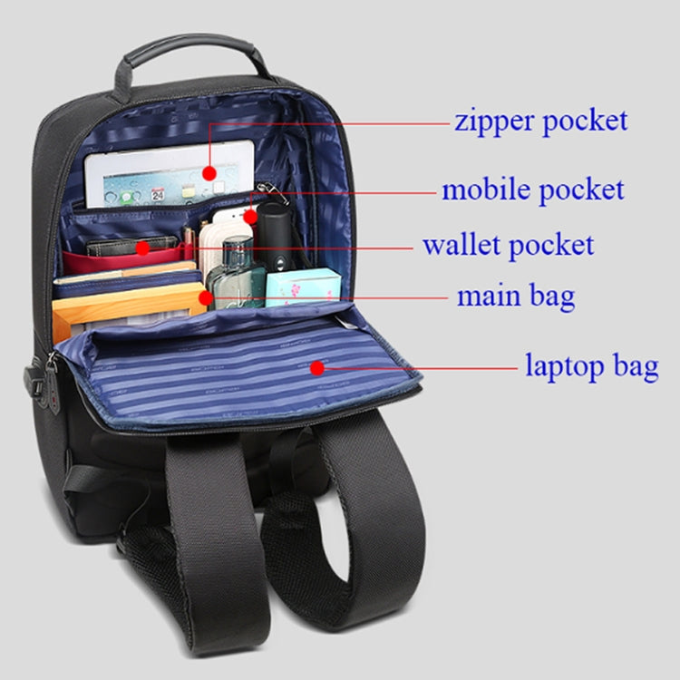 Bopai 851-009911 Bandolera doble de gran capacidad, impermeable, antirrobo, empresarial, con puerto de carga USB, tamaño: 30,5 x 13 x 45 cm, 851-009911