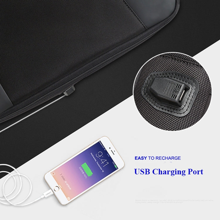 Bopai 851-009911 Bandolera doble de gran capacidad, impermeable, antirrobo, empresarial, con puerto de carga USB, tamaño: 30,5 x 13 x 45 cm, 851-009911