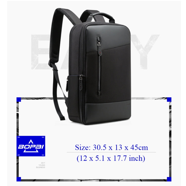 Bopai 851-009911 Bandolera doble de gran capacidad, impermeable, antirrobo, empresarial, con puerto de carga USB, tamaño: 30,5 x 13 x 45 cm, 851-009911