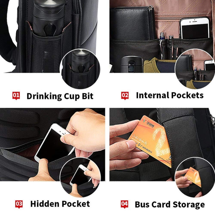 Bopai 751-006431 Bandolera doble de gran capacidad, impermeable, antirrobo, empresarial, con puerto de carga USB, tamaño: 27x16,5x40 cm, 751-006431