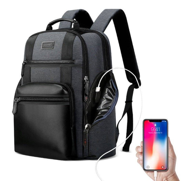 Bopai 851-014318 Bolso de hombro doble de gran capacidad, de tres capas, antirrobo, impermeable, transpirable y de moda para exteriores, con puerto de carga USB, tamaño: 31x17x44cm, 851-014318