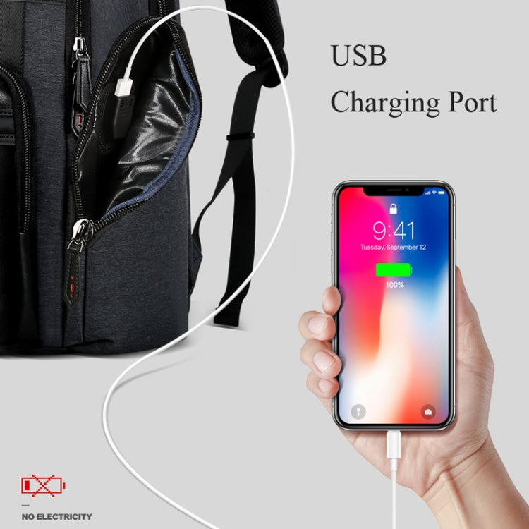 Bopai 851-014318 Bolso de hombro doble de gran capacidad, de tres capas, antirrobo, impermeable, transpirable y de moda para exteriores, con puerto de carga USB, tamaño: 31x17x44cm, 851-014318