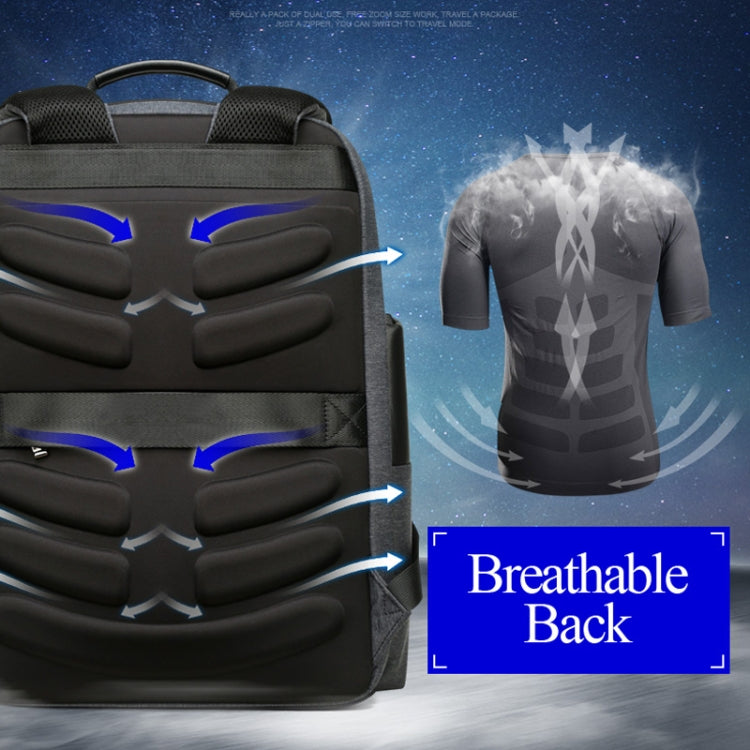 Bopai 851-014318 Bolso de hombro doble de gran capacidad, de tres capas, antirrobo, impermeable, transpirable y de moda para exteriores, con puerto de carga USB, tamaño: 31x17x44cm, 851-014318