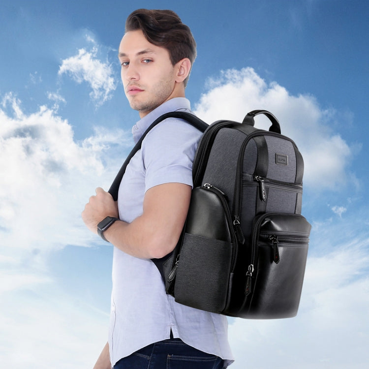 Bopai 851-014318 Bolso de hombro doble de gran capacidad, de tres capas, antirrobo, impermeable, transpirable y de moda para exteriores, con puerto de carga USB, tamaño: 31x17x44cm, 851-014318