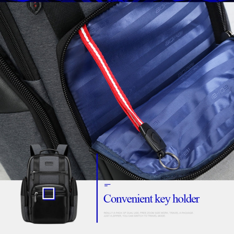 Bopai 851-014318 Bolso de hombro doble de gran capacidad, de tres capas, antirrobo, impermeable, transpirable y de moda para exteriores, con puerto de carga USB, tamaño: 31x17x44cm, 851-014318