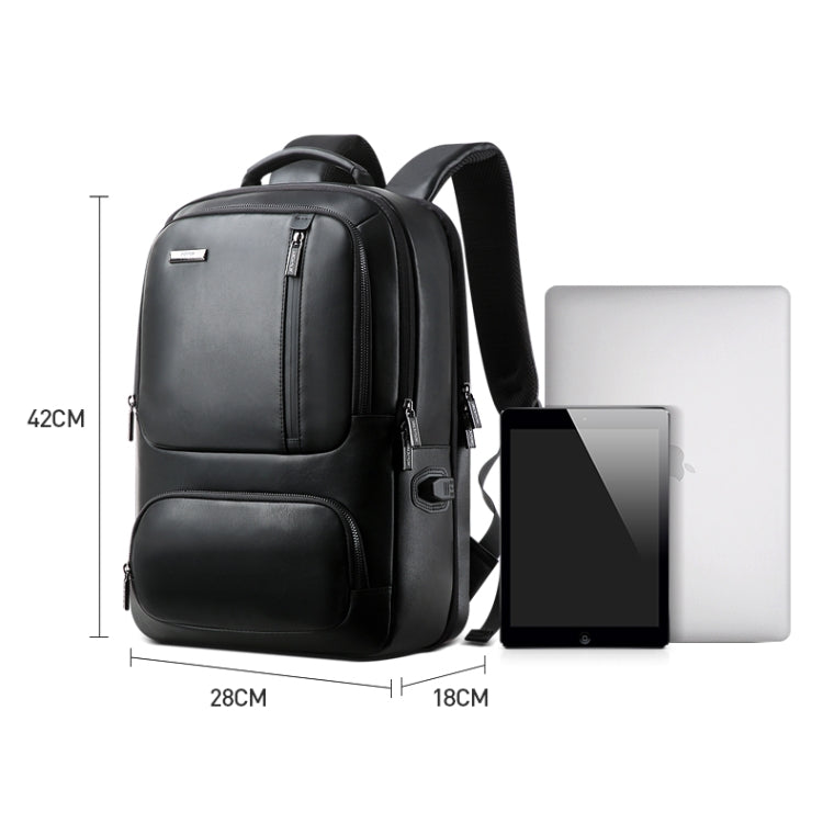 Bopai 851-024011 Mochila antirrobo para hombre, transpirable, de negocios, de cuero de primera calidad, tamaño: 28x18x42 cm, 851-024011