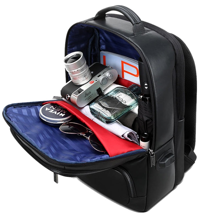 Bopai 851-024011 Mochila antirrobo para hombre, transpirable, de negocios, de cuero de primera calidad, tamaño: 28x18x42 cm, 851-024011