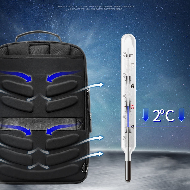 Bopai 751-006551 Mochila para computadora portátil transpirable informal de negocios de gran capacidad con interfaz USB externa, tamaño: 30 x 12 x 44 cm, 751-006551