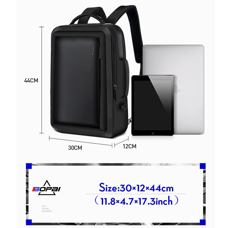 Bopai 751-006551 Mochila para computadora portátil transpirable informal de negocios de gran capacidad con interfaz USB externa, tamaño: 30 x 12 x 44 cm, 751-006551
