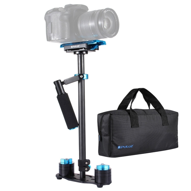 Estabilizador de mano de fibra de carbono PULUZ de 38,5-61 cm para cámaras y vídeos digitales DSLR y DV, rango de carga: 0,5-3 kg, P60T Black, P60T Blue, P60T Red, RU Stock P60T Black
