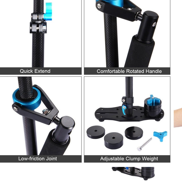 Estabilizador de mano de fibra de carbono PULUZ de 38,5-61 cm para cámaras y vídeos digitales DSLR y DV, rango de carga: 0,5-3 kg, P60T Black, P60T Blue, P60T Red, RU Stock P60T Black