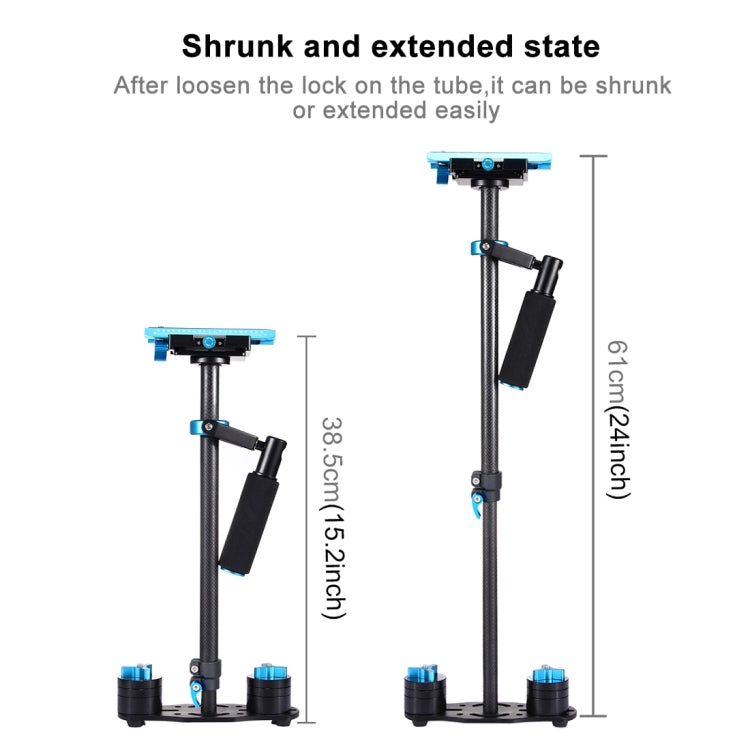 Estabilizador de mano de fibra de carbono PULUZ de 38,5-61 cm para cámaras y vídeos digitales DSLR y DV, rango de carga: 0,5-3 kg, P60T Black, P60T Blue, P60T Red, RU Stock P60T Black
