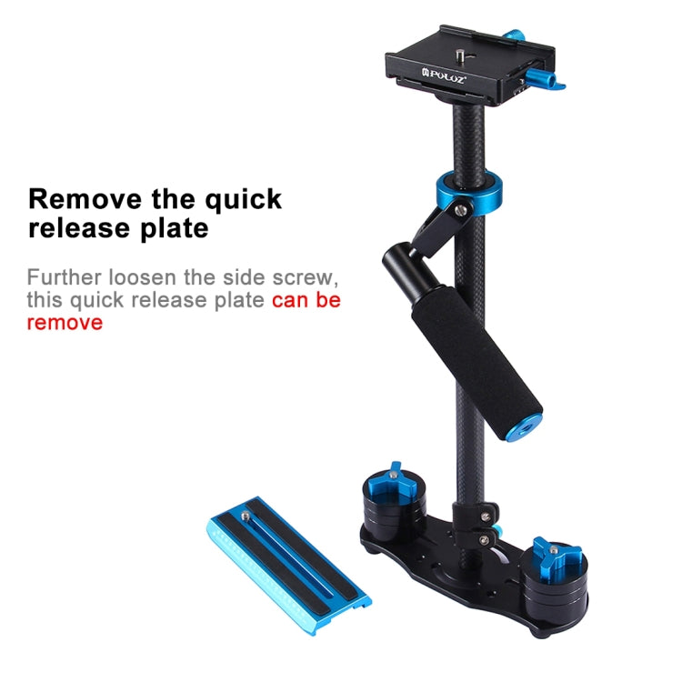Estabilizador de mano de fibra de carbono PULUZ de 38,5-61 cm para cámaras y vídeos digitales DSLR y DV, rango de carga: 0,5-3 kg, P60T Black, P60T Blue, P60T Red, RU Stock P60T Black