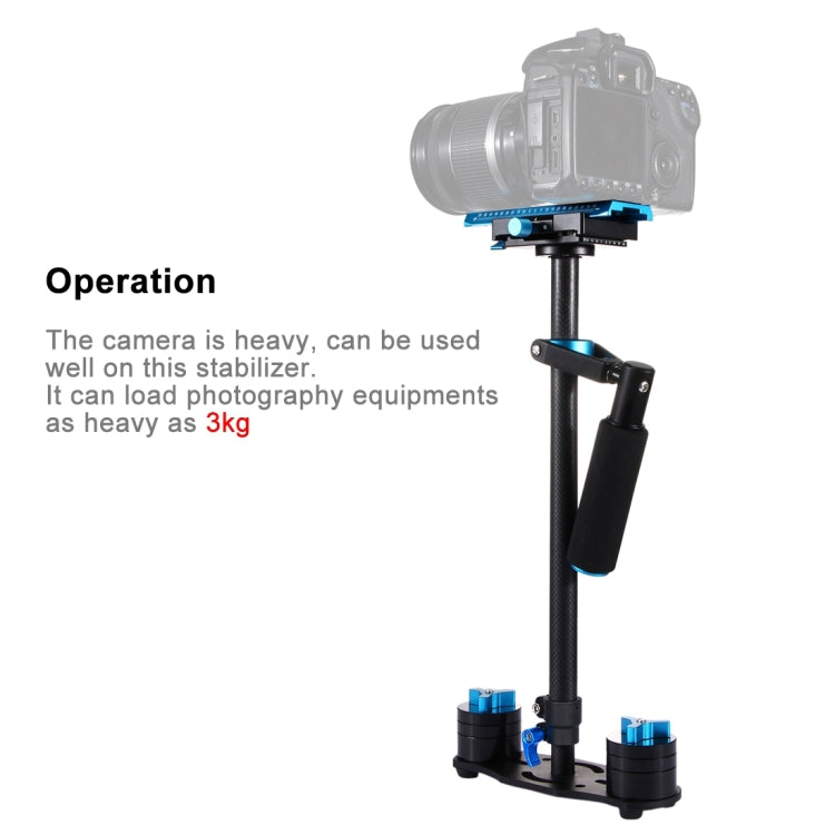 Estabilizador de mano de fibra de carbono PULUZ de 38,5-61 cm para cámaras y vídeos digitales DSLR y DV, rango de carga: 0,5-3 kg, P60T Black, P60T Blue, P60T Red, RU Stock P60T Black