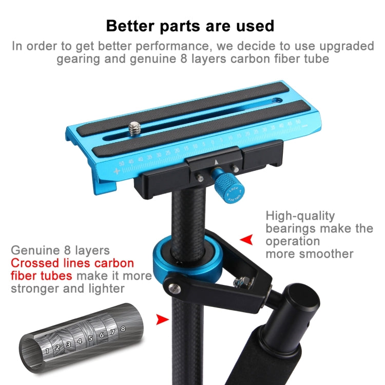 Estabilizador de mano de fibra de carbono PULUZ de 38,5-61 cm para cámaras y vídeos digitales DSLR y DV, rango de carga: 0,5-3 kg, P60T Black, P60T Blue, P60T Red, RU Stock P60T Black
