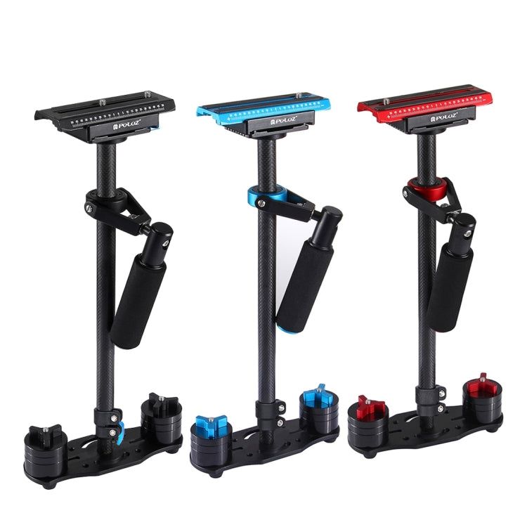 Estabilizador de mano de fibra de carbono PULUZ de 38,5-61 cm para cámaras y vídeos digitales DSLR y DV, rango de carga: 0,5-3 kg, P60T Black, P60T Blue, P60T Red, RU Stock P60T Black