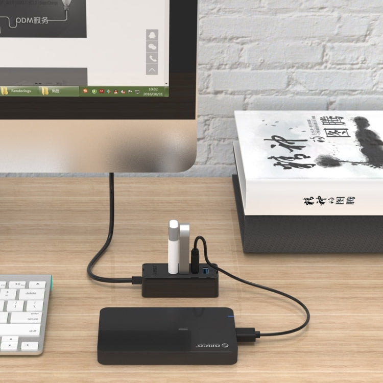 ORICO W5P-U3-100 HUB de escritorio USB 3.0 de 4 puertos con fuente de alimentación de cable micro USB de 100 cm, W5P-U3-100 Black, W5P-U3-100 White