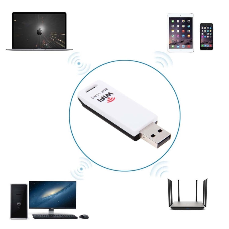 Adaptador inalámbrico WiFi USB 802.11ac compatible con doble banda de 2,4 GHz/5 GHz