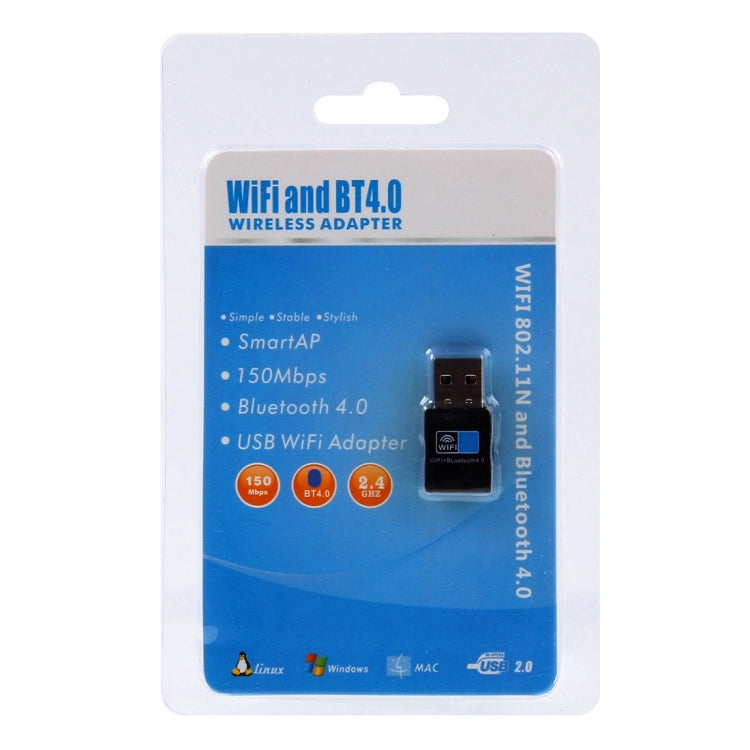 Adaptador inalámbrico WiFi USB 2 en 1 Bluetooth 4.0 + 150 Mbps 2,4 GHz