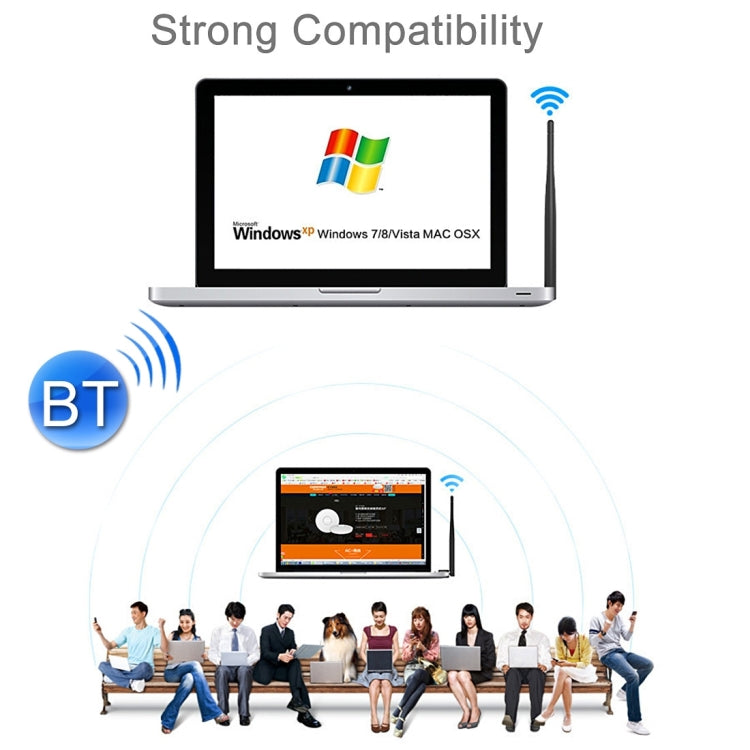 Adaptador inalámbrico 2 en 1 Bluetooth 4.0 + 150Mbps 2.4GHz USB WiFi con antena externa 2D1