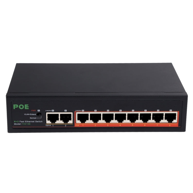 Conmutador POE de 8 puertos de 10/100Mbps, conmutador de red IEEE802.3af de alimentación a través de Ethernet para cámara IP, dispositivos AP de teléfono VoIP, 8 Ports Black