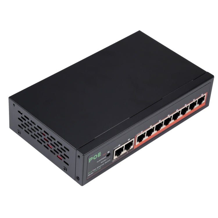 Conmutador POE de 8 puertos de 10/100Mbps, conmutador de red IEEE802.3af de alimentación a través de Ethernet para cámara IP, dispositivos AP de teléfono VoIP, 8 Ports Black