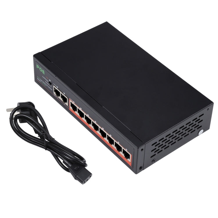 Conmutador POE de 8 puertos de 10/100Mbps, conmutador de red IEEE802.3af de alimentación a través de Ethernet para cámara IP, dispositivos AP de teléfono VoIP, 8 Ports Black