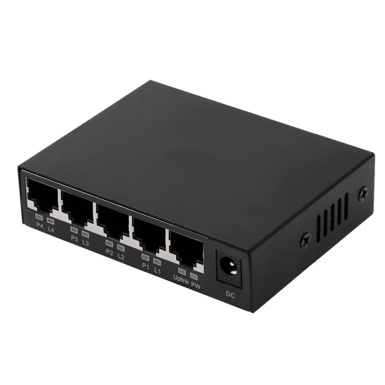 Conmutador POE de 5 puertos de 10/100Mbps, conmutador de red IEEE802.3af de alimentación a través de Ethernet para cámara IP, dispositivos AP de teléfono VoIP, 5 Ports Black