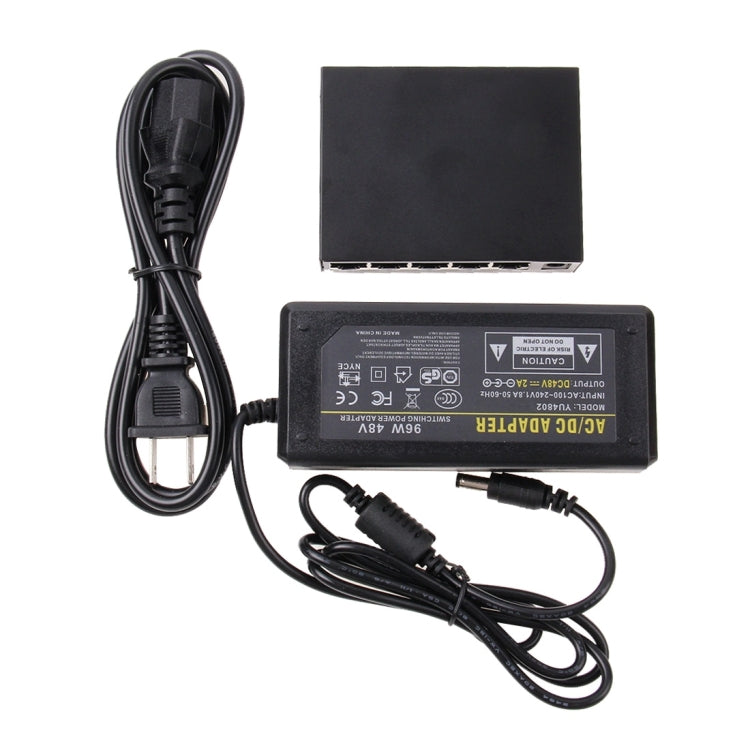 Conmutador POE de 5 puertos de 10/100Mbps, conmutador de red IEEE802.3af de alimentación a través de Ethernet para cámara IP, dispositivos AP de teléfono VoIP, 5 Ports Black