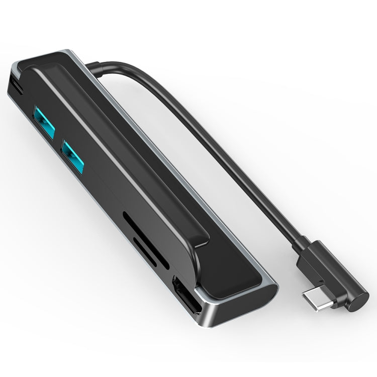 AD-065 6 en 1 USB-C / Type-C a 4K HDMI + Ranura para tarjeta SD / TF + Type-C + 2 USB 3.0 HUB de estación de acoplamiento multifuncional estilo clip trasero, 6 In 1 Back Clip Style