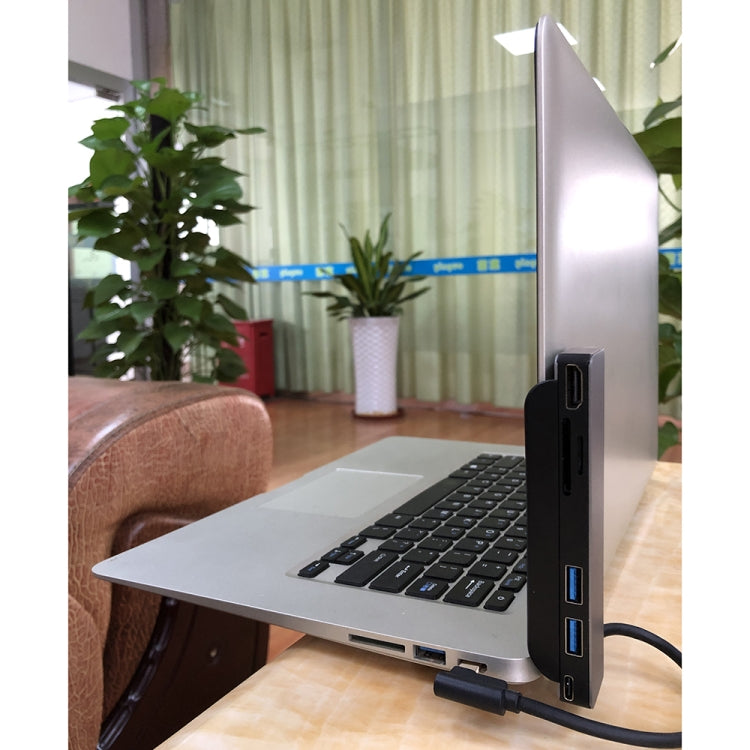 AD-065 6 en 1 USB-C / Type-C a 4K HDMI + Ranura para tarjeta SD / TF + Type-C + 2 USB 3.0 HUB de estación de acoplamiento multifuncional estilo clip trasero, 6 In 1 Back Clip Style