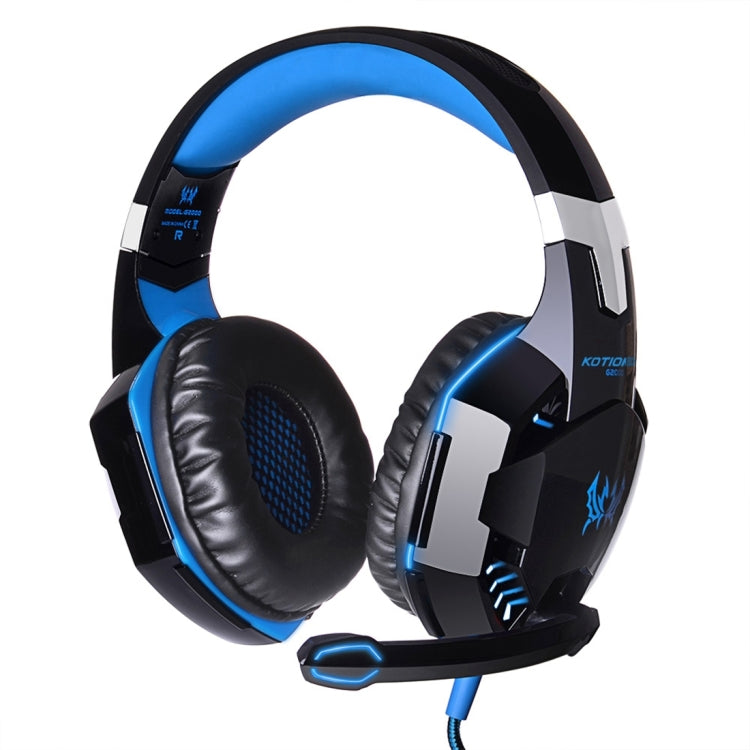 KOTION EACH G2000 Auriculares supraaurales para juegos, auriculares, auriculares, diadema con micrófono, estéreo, graves, luz LED para jugadores de PC, longitud del cable: aproximadamente 2,2 m (blanco + rojo), G2000